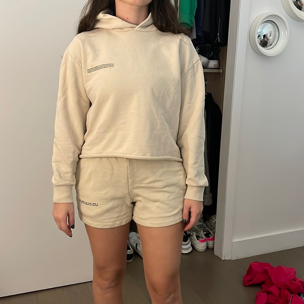 XS SAND PANGAIA HOODIE AND SHORT SET